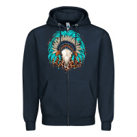 Navy bull skull indian headdress Zipper Hoodie - JahusDesignShop