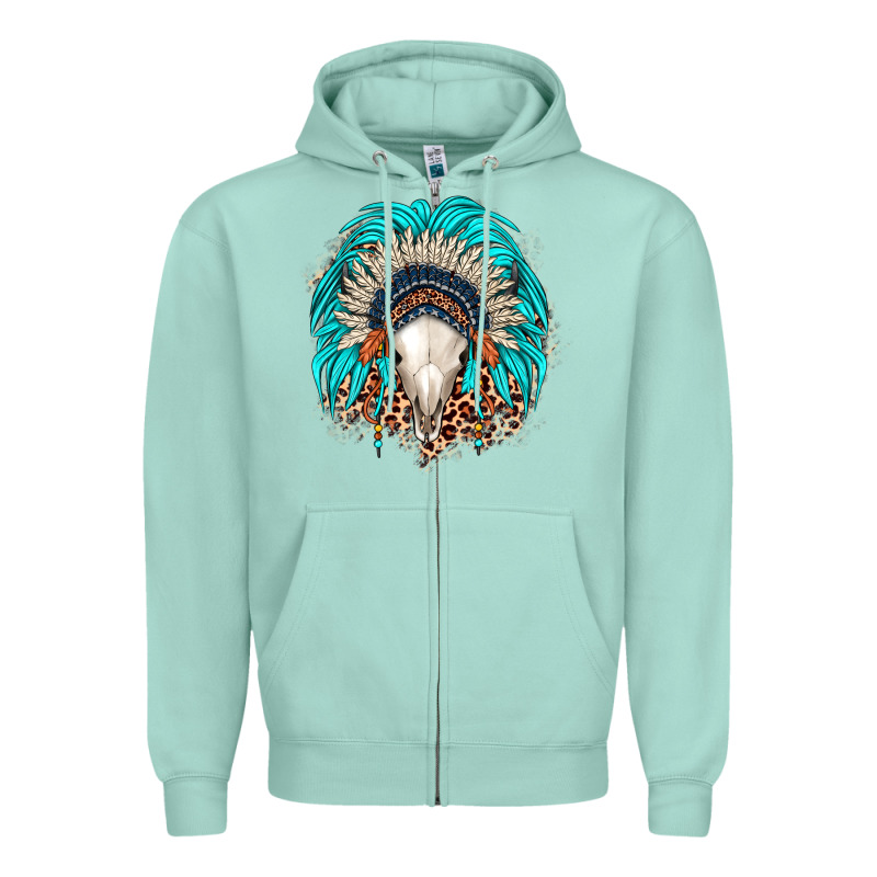 Bull Skull Indian Headdress Zipper Hoodie by JahusDesignShop | Teevron