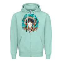 Seafoam bull skull indian headdress Zipper Hoodie - JahusDesignShop