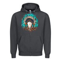 Smoke bull skull indian headdress Zipper Hoodie - JahusDesignShop