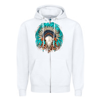 White bull skull indian headdress Zipper Hoodie - JahusDesignShop