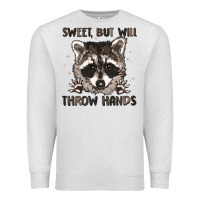 Oatmeal Heather sweet but will throw hands Premium Sweatshirt - MaliasSmallBusiness