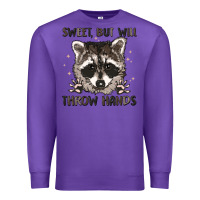 Purple sweet but will throw hands Premium Sweatshirt - MaliasSmallBusiness