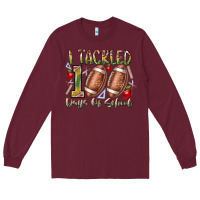 Burgundy I Tackled 100 Days of School Long Sleeve Tee - RacoonDesign