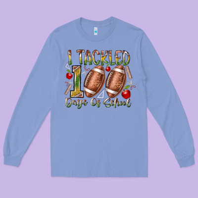 I Tackled 100 Days Of School Long Sleeve Tee Designed By Racoondesign