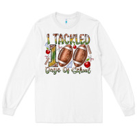White I Tackled 100 Days of School Long Sleeve Tee - RacoonDesign