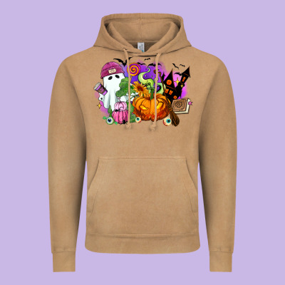 Vintage Hoodie Halloween ghost and jack o lantern