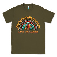 Army Green happy thanksgiving rainbow Classic Tee - BarkalooDesign