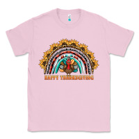 Bubblegum Pink happy thanksgiving rainbow Classic Tee - BarkalooDesign