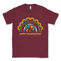Burgundy happy thanksgiving rainbow Classic Tee - BarkalooDesign