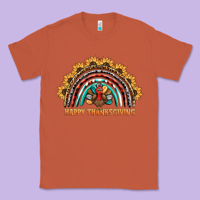 Happy Thanksgiving Rainbow Classic Tee Designed By Barkaloodesign