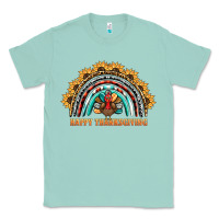 Seafoam happy thanksgiving rainbow Classic Tee - BarkalooDesign
