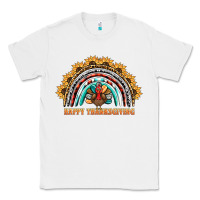 White happy thanksgiving rainbow Classic Tee - BarkalooDesign