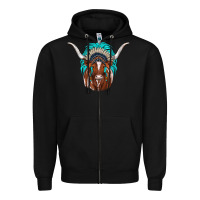 Black texas longhorn indian headdress Zipper Hoodie - JahusDesignShop