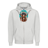 Dove Grey texas longhorn indian headdress Zipper Hoodie - JahusDesignShop
