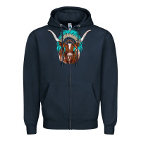 Navy texas longhorn indian headdress Zipper Hoodie - JahusDesignShop