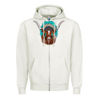 Oatmeal Heather texas longhorn indian headdress Zipper Hoodie - JahusDesignShop