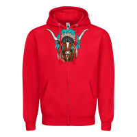 Red texas longhorn indian headdress Zipper Hoodie - JahusDesignShop