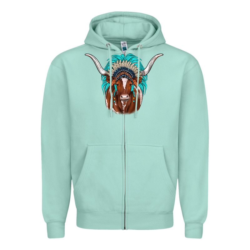 Texas Longhorn Indian Headdress Zipper Hoodie by JahusDesignShop | Teevron