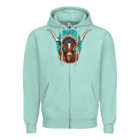 Seafoam texas longhorn indian headdress Zipper Hoodie - JahusDesignShop