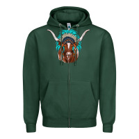 Sports Green texas longhorn indian headdress Zipper Hoodie - JahusDesignShop