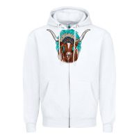 White texas longhorn indian headdress Zipper Hoodie - JahusDesignShop