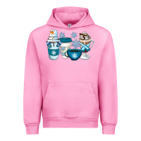 Fuchsia Pink Winter Coffee Cups Urban Hoodie - Artiststas