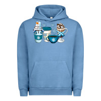 Pigment Pebble Blue Winter Coffee Cups Urban Hoodie - Artiststas