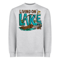 Heather Grey living on lake time Heavyweight Sweatshirt - texasbilliewilder