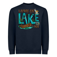 Navy living on lake time Heavyweight Sweatshirt - texasbilliewilder