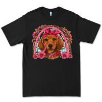 Black dachshund puppy floral rainbow Premium Tee - Artiststas