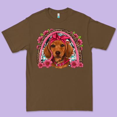 Dachshund Puppy Floral Rainbow Premium Tee Designed By Artiststas