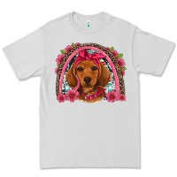Dove Grey dachshund puppy floral rainbow Premium Tee - Artiststas