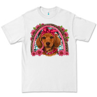 White dachshund puppy floral rainbow Premium Tee - Artiststas