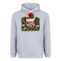 Heather Grey Christmas background baby calf Heavyweight Hoodie - BarkalooDesign