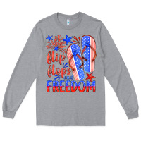Heather Grey flip flops and freedom Long Sleeve Tee - HRA Design Shop