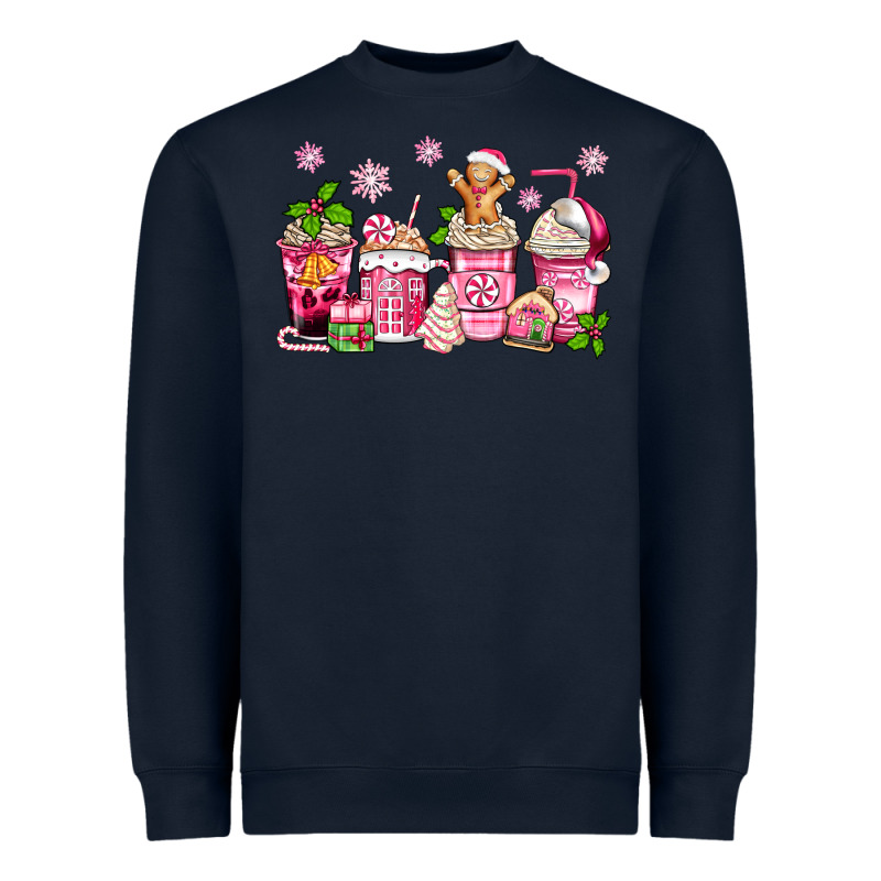 Pink Christmas Coffee Cups Heavyweight Sweatshirt by Zillion Design Studio | Teevron