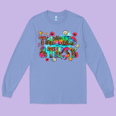 Tanned And Tipsy Long Sleeve Tee Designed By Adodesignshop