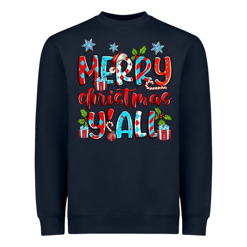 Merry Christmas Y'all Heavyweight Sweatshirt by Zillion Design Studio | Teevron