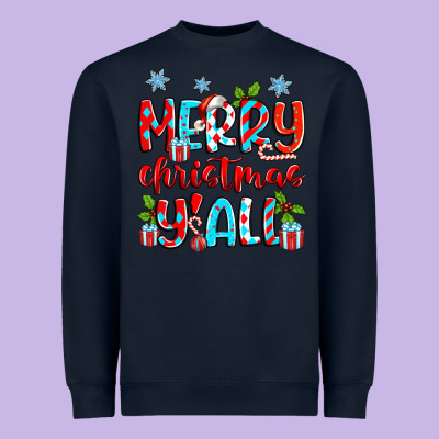 Merry Christmas Y'all Heavyweight Sweatshirt Designed By Zillion Design Studio