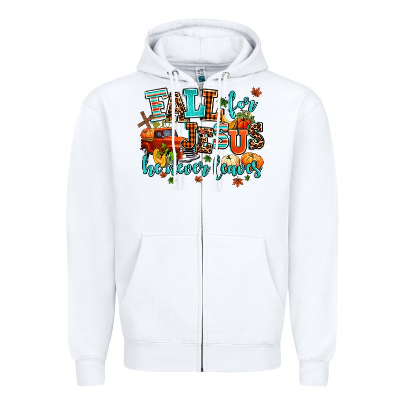 Fall For Jesus He Never Leaves Zipper Hoodie by AdoDesignShop | Teevron