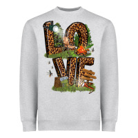 Heather Grey love camping Heavyweight Sweatshirt - texasbilliewilder