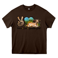 Chocolate Brown Peace Love Spanish Goat Heavy Core Tee - LillyAllenDesigns