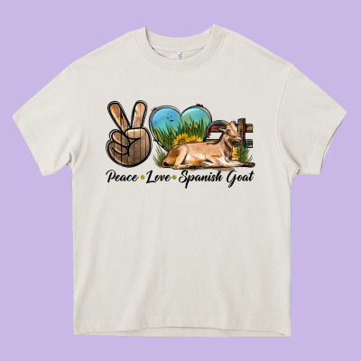 Peace Love Spanish Goat Heavy Core Tee Designed By Lillyallendesigns