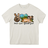 Cream Peace Love Spanish Goat Heavy Core Tee - LillyAllenDesigns