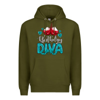 Army Green birthday diva turquoise Premium Hoodie - MaliasSmallBusiness