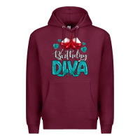 Burgundy birthday diva turquoise Premium Hoodie - MaliasSmallBusiness