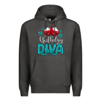 Charcoal Heather birthday diva turquoise Premium Hoodie - MaliasSmallBusiness
