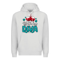 Dove Grey birthday diva turquoise Premium Hoodie - MaliasSmallBusiness