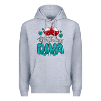 Heather Grey birthday diva turquoise Premium Hoodie - MaliasSmallBusiness